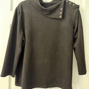 J. McLaughlin Faux Suede Black Top